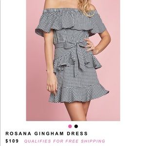 Gingham Print Off The Shoulder Dress